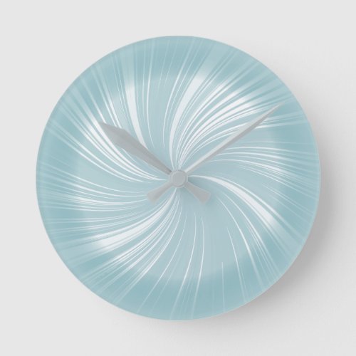 Modern Stylish Cyan Blue Radiant Twirl Pattern Round Clock