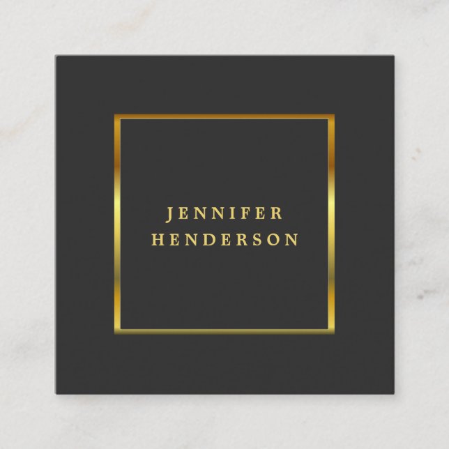 Modern stylish dark gray gold professional square  business card (Front)