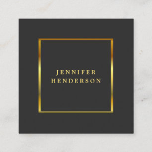 Modern stylish dark gray gold professional square  square business card