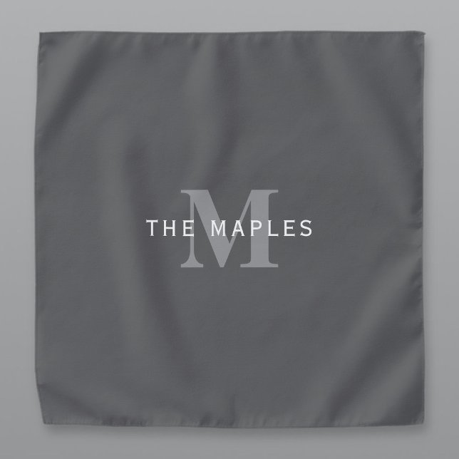 Modern Stylish Dark Grey Monogram & Name Bandana (Creator Uploaded)