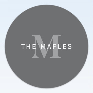 Modern Stylish Dark Grey Monogram & Name Labels