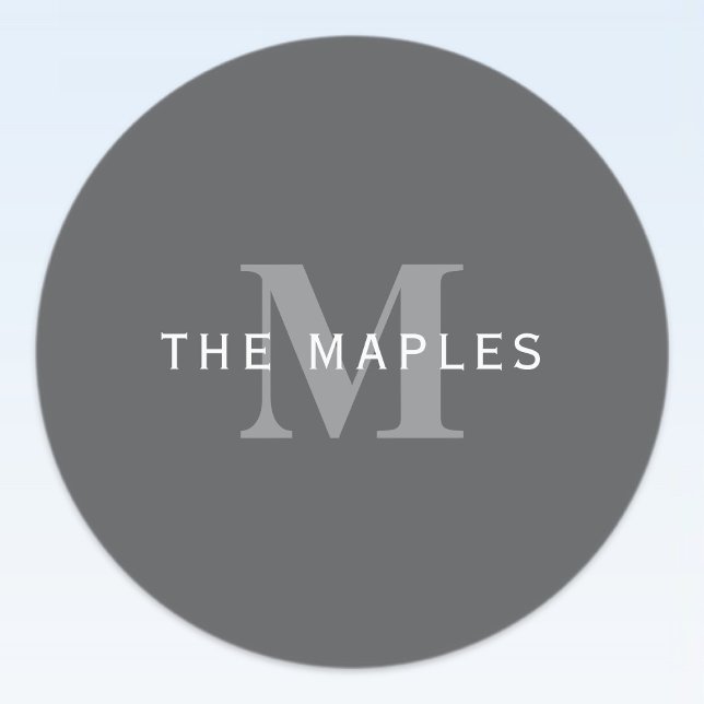 Modern Stylish Dark Grey Monogram & Name Labels (Creator Uploaded)