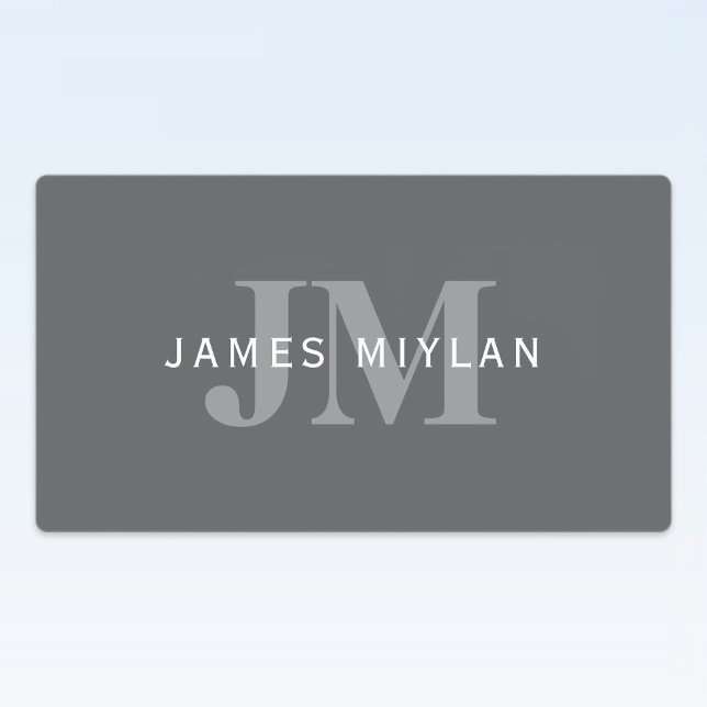Modern Stylish Dark Grey Monogram & Name Labels (Creator Uploaded)