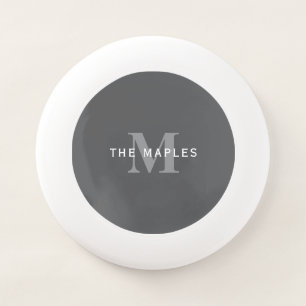 Modern Stylish Dark Grey Monogram & Name Wham-O Frisbee
