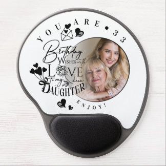 Modern Stylish Daughter Birthday Typography Photo Gel Mouse Pad