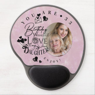Modern Stylish Daughter Birthday Typography Photo Gel Mouse Pad