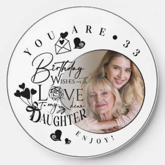 Modern Stylish Daughter Birthday Typography Photo Wireless Charger