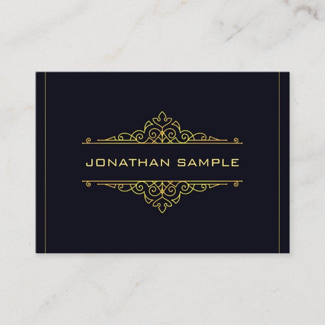 Modern Stylish Design Elegant Black Gold Template Business Card (Front)