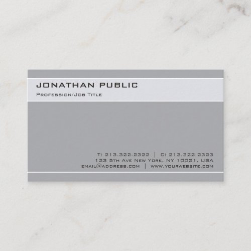 Modern Stylish Design Grey Minimalistic Plain Business Card