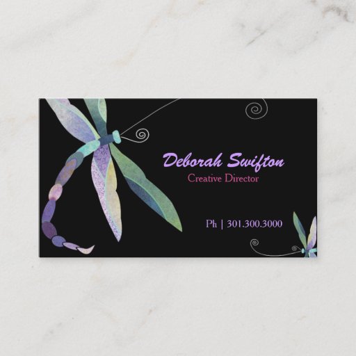 Customizable Stylish Dragonfly: Designer Business Cards