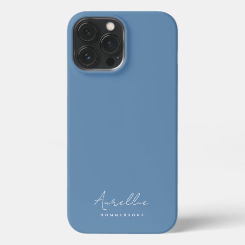 Modern Stylish Dusty Blue Name Script iPhone 13 Pro Max Case