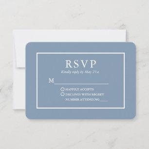 Modern Stylish Dusty Blue Wedding RSVP Card