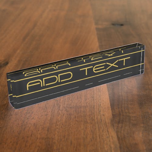 Modern Stylish Editable Gold Text  Line Stripes Desk Name Plate