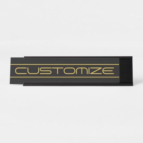 Modern Stylish Editable Gold Text  Line Stripes Desk Name Plate