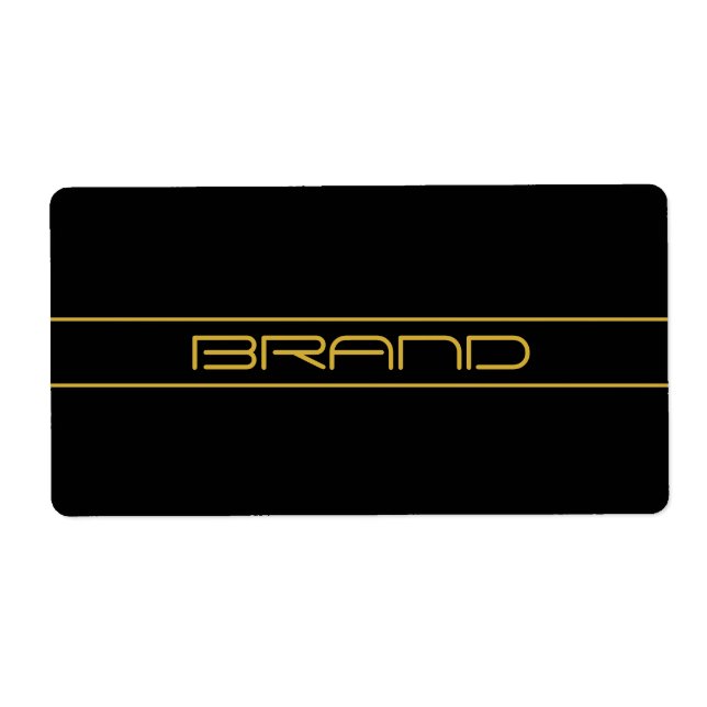 Modern Stylish Editable Gold Text & Line Stripes Label (Front)