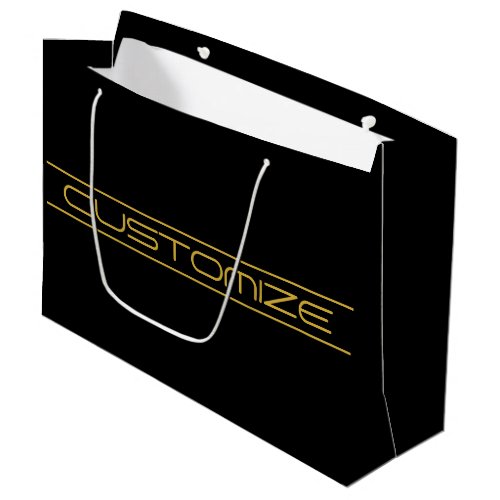 Modern Stylish Editable Gold Text  Line Stripes Large Gift Bag