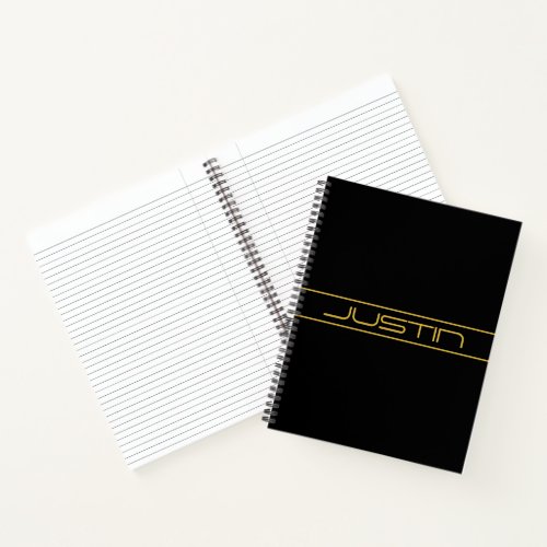 Modern Stylish Editable Gold Text  Line Stripes Notebook