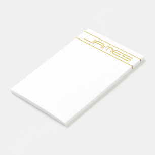 Modern Stylish Editable Gold Text & Line Stripes Post-it Notes