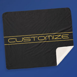Modern Stylish Editable Gold Text & Line Stripes Sherpa Blanket
