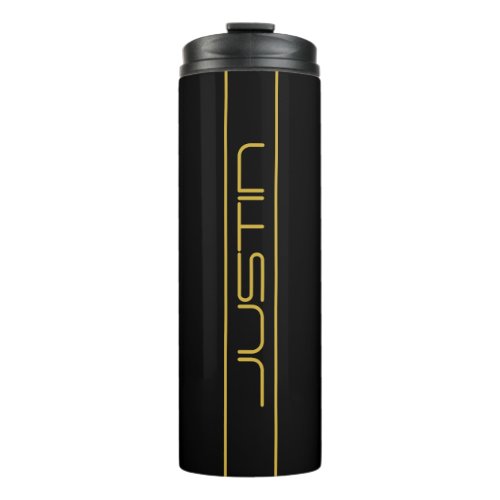 Modern Stylish Editable Gold Text  Line Stripes Thermal Tumbler