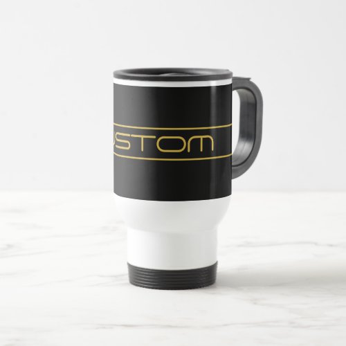 Modern Stylish Editable Gold Text  Line Stripes Travel Mug