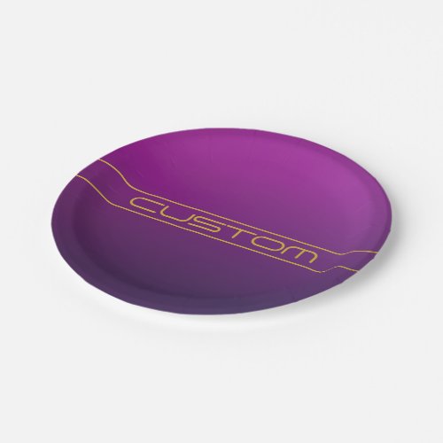 Modern Stylish Editable Gold Text on Purple Ombre Paper Plates