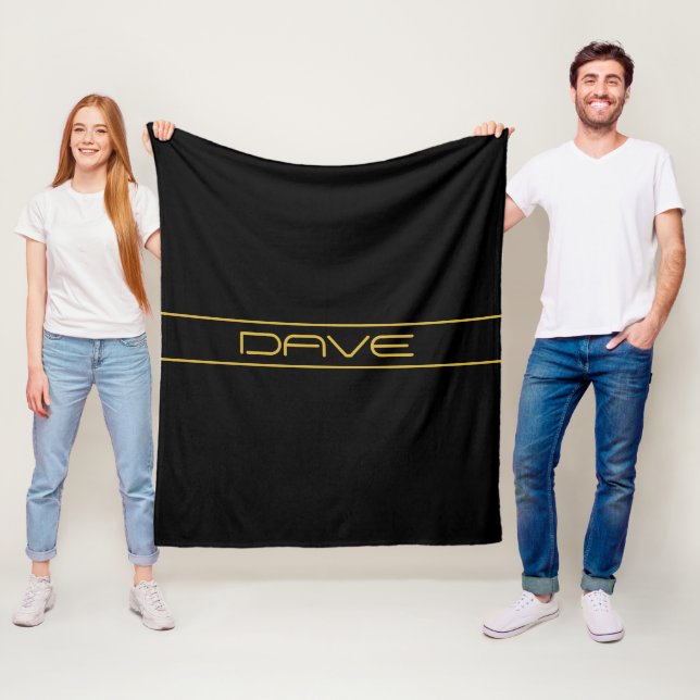 Modern Stylish Editable Gold Text & Stripes Fleece Blanket (In Situ)