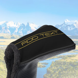 Modern Stylish Editable Gold Text & Stripes Golf Head Cover
