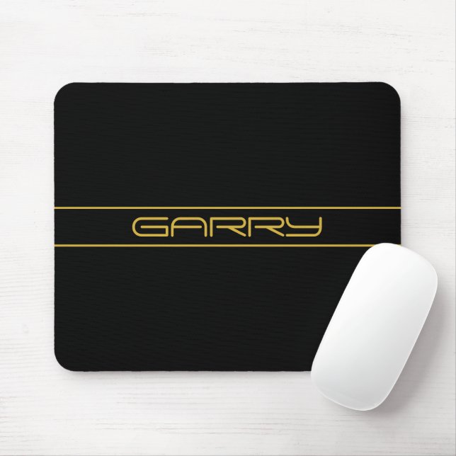 Modern Stylish Editable Gold Text & Stripes Mouse Pad (With Mouse)