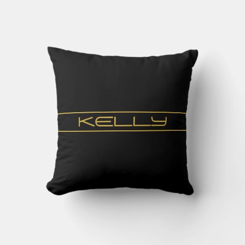 Modern Stylish Editable Gold Text  Stripes Throw Pillow