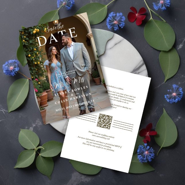Modern Stylish Editorial  MR & MRS Photo Wedding  Save The Date (Modern Stylish Editorial MR & MRS Photo Wedding Save the Date Card Design. )