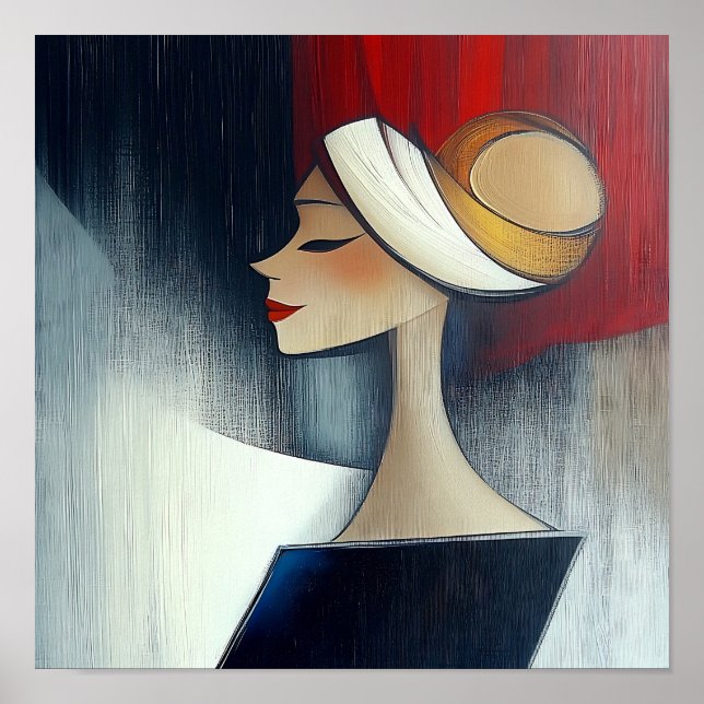 Modern Stylish Elegant Abstract Beautiful Woman Poster (Front)