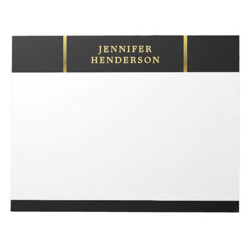 Modern stylish elegant black and gold professional notepad