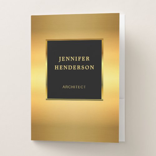 Modern stylish elegant black and gold professional pocket folder