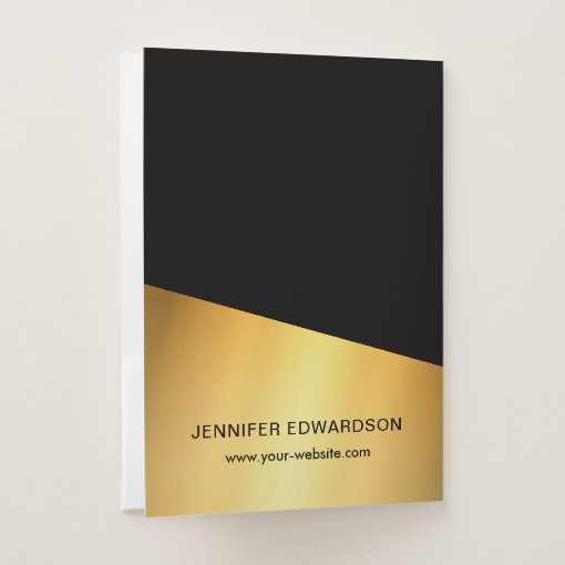 Modern stylish elegant black and gold professional pocket folder | Zazzle