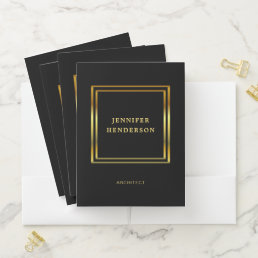Modern stylish elegant black and gold professional pocket folder