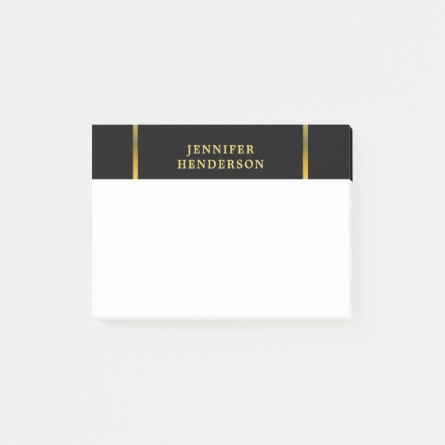 Modern stylish elegant black and gold professional post-it notes (Front)