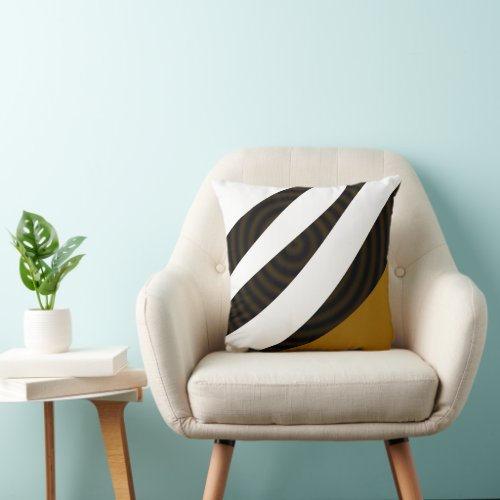 Modern Stylish Elegant Black White Brown Stripes Throw Pillow