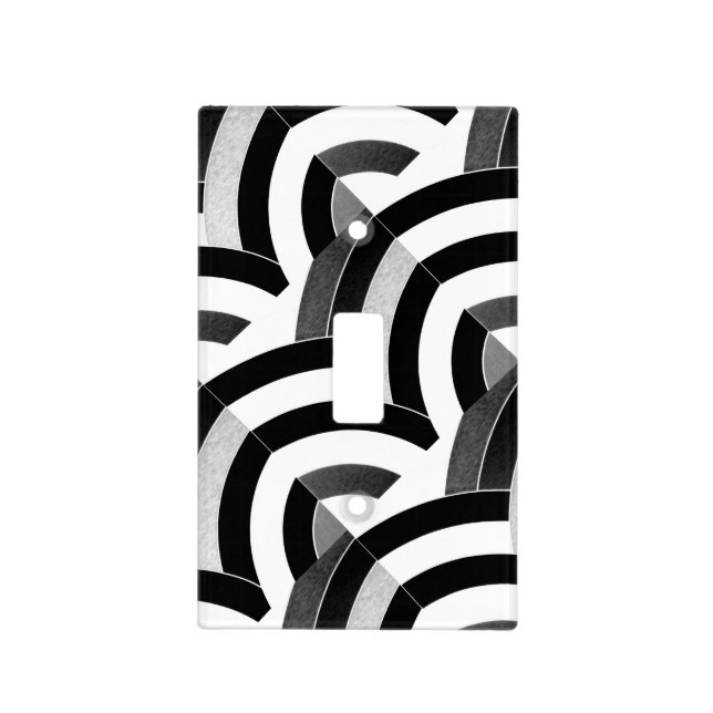 modern stylish elegant black/white chevrons light switch cover (Front)