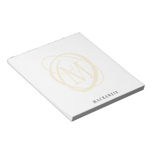 Modern Stylish Elegant Gold Monogram Name Notepad