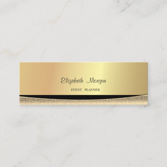 Modern Stylish Elegant Gold,Striped Mini Business Card (Front)