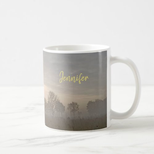 Modern stylish elegant good morning monogram name coffee mug