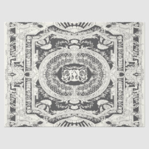 Modern Stylish Elegant Gray White Baroque Ornament Tissue Paper