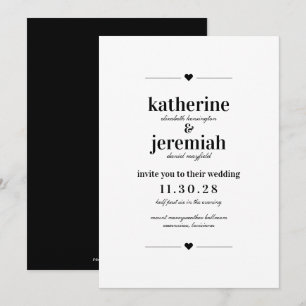 Modern Stylish Elegant Minimalist Heart Wedding Invitation