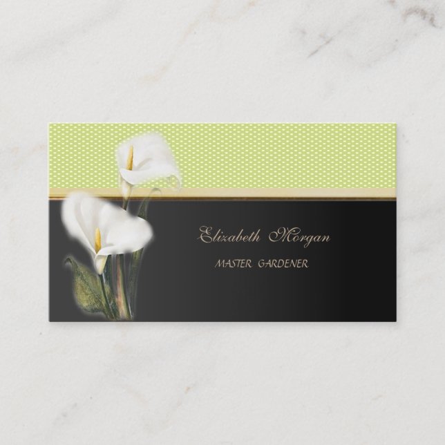 Modern Stylish Elegant-Polka Dots,Calla Business Card (Front)