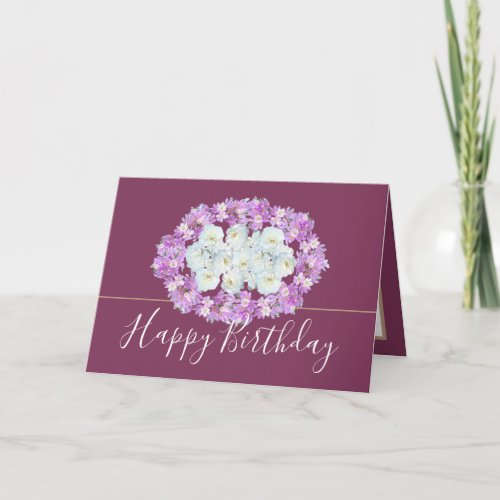 Modern Stylish Elegant Simple Chic Floral Birthday Card