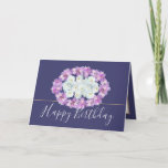 Modern Stylish Elegant Simple Chic Floral Birthday Card<br><div class="desc">Beautiful wreath featuring pink and purple crocus flowers and white roses against a purple color background. The birthday greeting text uses an attractive script typography font. The flowers cover the front of this card which can be used as a thank you card, a birthday card, or any other card of...</div>