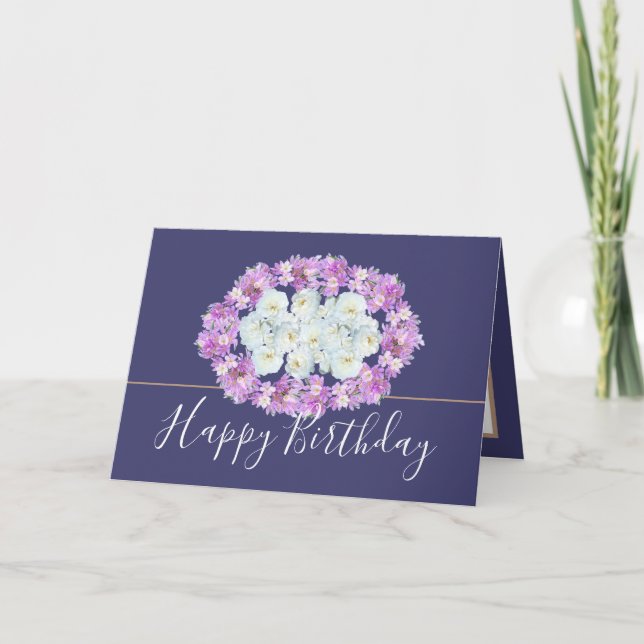 Modern Stylish Elegant Simple Chic Floral Birthday Card (Front)