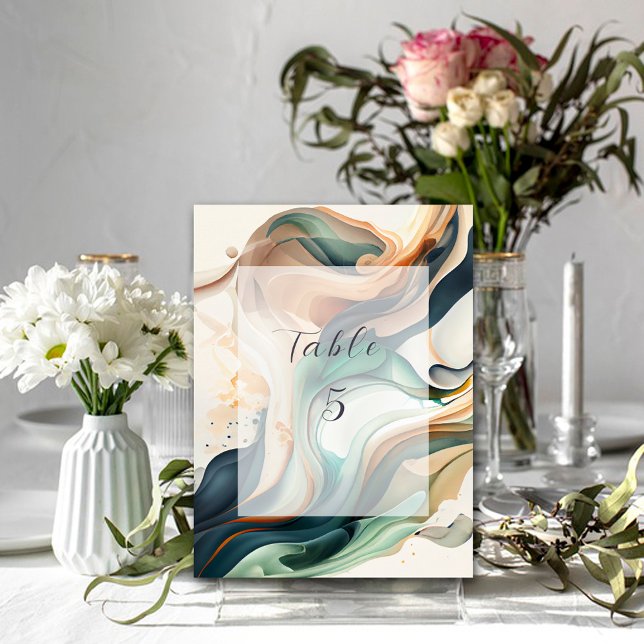 Modern Stylish Elegant Terracotta Green Ivory Teal Table Number (Creator Uploaded)