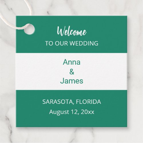 Modern Stylish Emerald Green Wedding Favor Tags